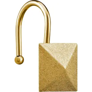 Gorgeous  Shower Curtain Hooks Rings, Set of 12 Brass Decorative Shower Hanger Rings Metal Rustproof for Bathroom Curtain Rods (Square Pyramid)