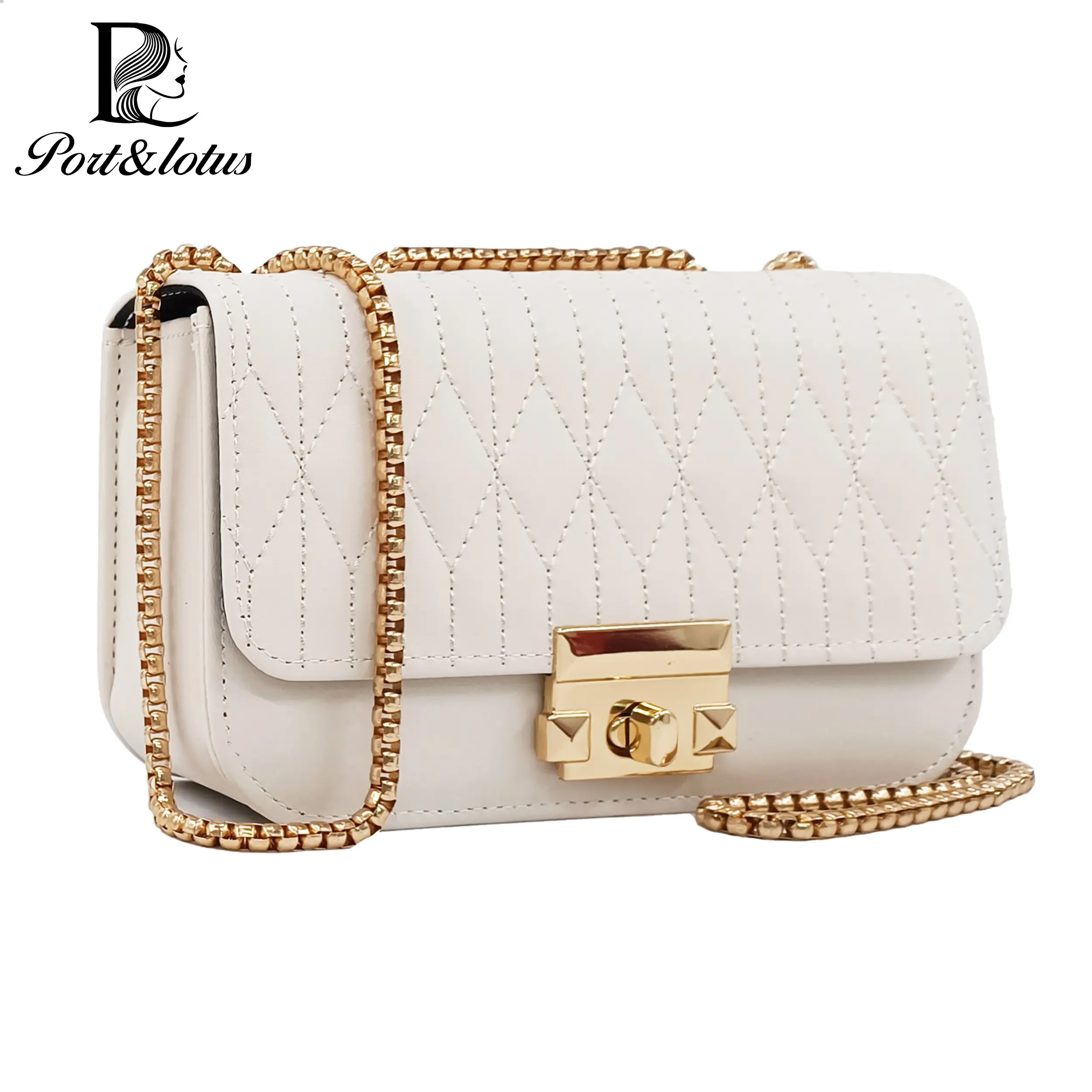 [PLEASE CHECK SIZE BEFORE PURCHASE] Port&Lotus Purses for Women Mini Cute Women's Quilted Handbags PU Leather Fashionable Shoulder Bag Small Size Tote Bag with Gold Chain Strap fashion daily commuter purse