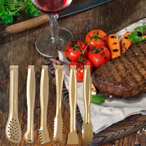 6Pcs Gold Plated Mini Serving Tongs Set,6-Inch Appetizers Tongs Stainless Steel Small Sugar Cube Tongs Ice Tongs,Kitchen Tableware Accessories Utensils