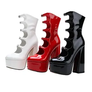 AMINUGAL Women's Pumps Back Zip Up Chunky Heels Sandals Cosplay Platform Shoes for Summer Spring Casual Wear & Themed Events Girl Footwear
