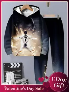 Kids CR7 Ronaldo #7 Hoodie and Pants Set - Football Icon Epic Football Star Design Tracksuit for Boys & Girls Youth Kits