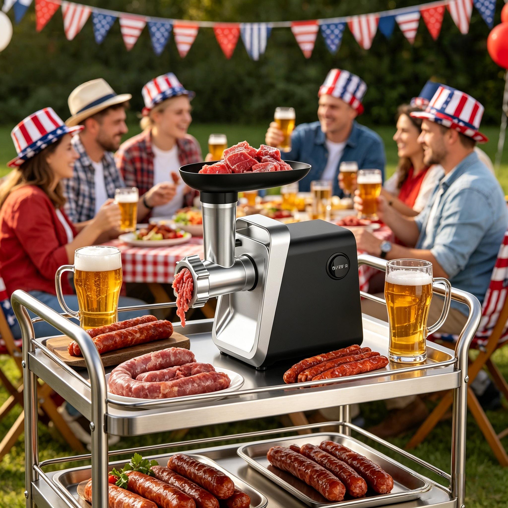 1pc Home Kitchen Electric Meat Grinder & Sausage Stuffer, 2800W High Power 200RPM, Durable ABS Shell & Cast Aluminum Head, Multifunctional Mincer for Daily Meat Processing & Homemade Sausage Making