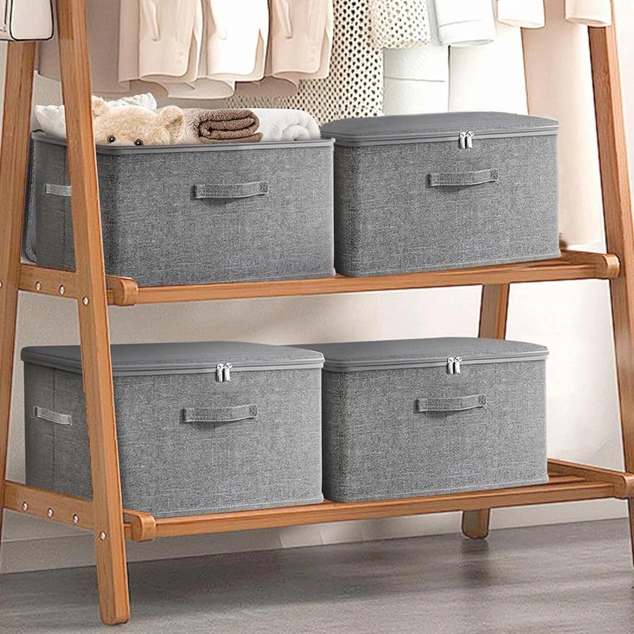 4-pack, extra-large foldable cation storage boxes, waterproof storage, sheet organizer, foldable storage and organizing boxes, suitable for wardrobes, bedrooms, kitchens, books, multifunctional storage and organizing boxes