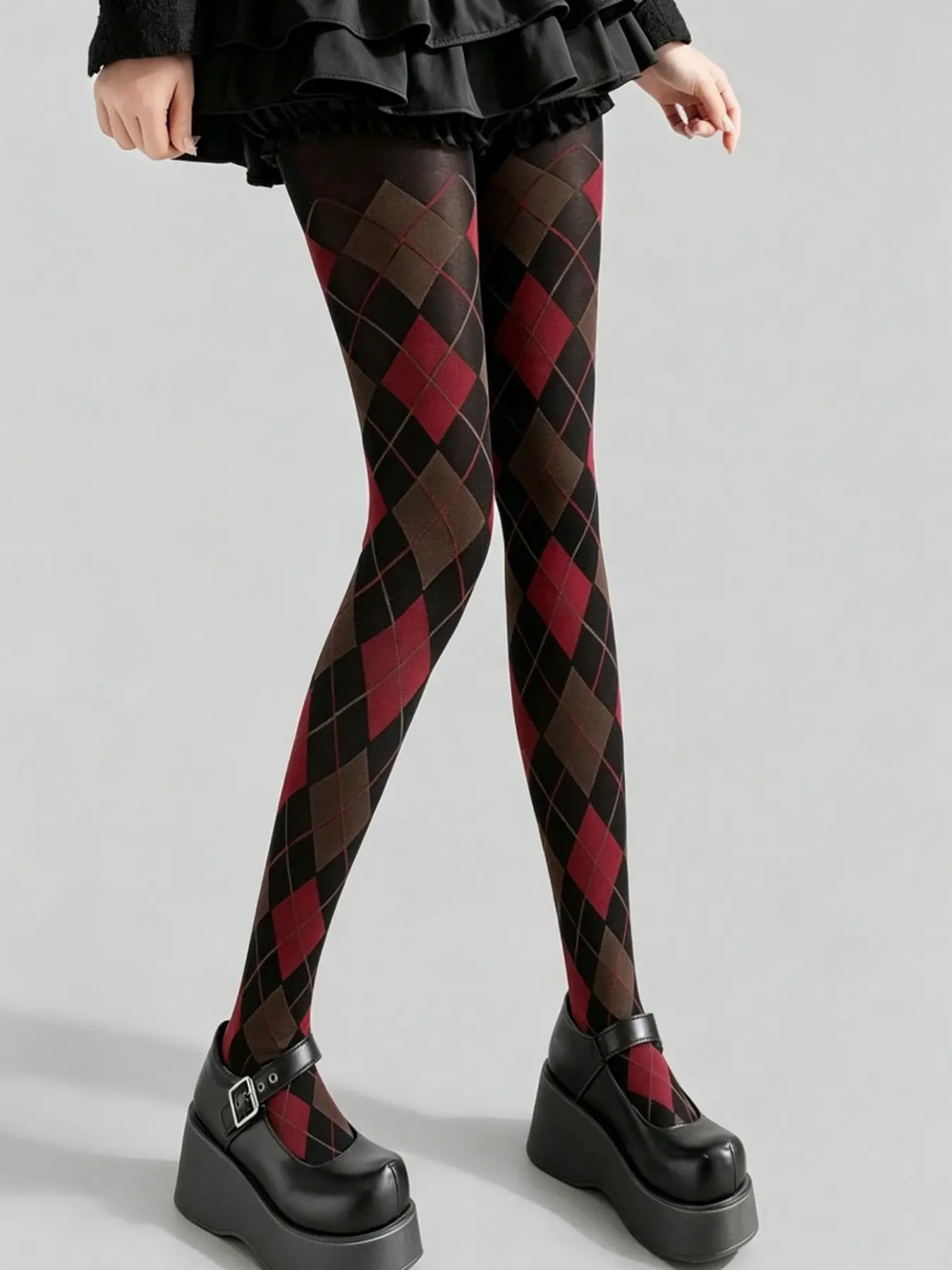 Vintage Argyle Pattern Stocking, Classic Retro Design, Perfect for Fashionistas, Adds Elegance to Any, Unique Accessory Choice