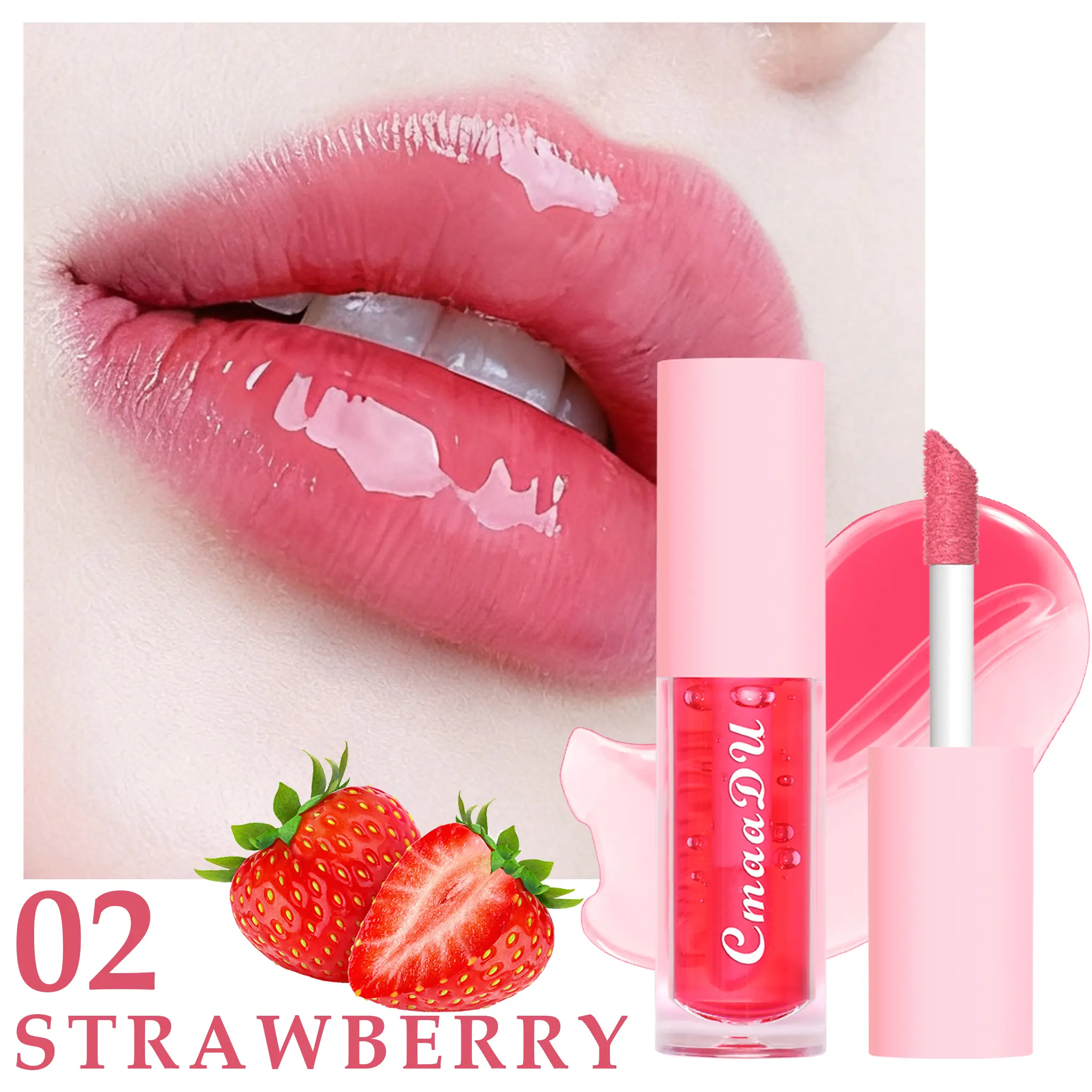 Cmaadu Strawberry & Cherry Lip Oil 2026 | Hydrating Plumping Lip Gloss | Non-Sticky Juicy Glass Lips yo universal skincare Long Lasting Matte Lip Glaze lipgloss  base  bucket Mini Waterproof Korean Tint Set Multi-Color Watery abhlip Holographic Shimmer