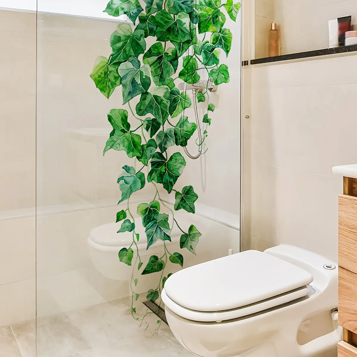 A new style of hanging vine fresh wall sticker, bathroom and toilet decoration sticker, Decorative wall sticker, self-adhesive MS7227-YC, Home Decor, Decoration Items
