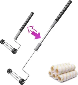 6 count House  Roller Kit, 9 inch Extendable Roller Frame with 5 Microfiber Roller Covers 1/2" Nap, Adjustable Painting Roller (18" - 36") for Walls, Ceilings, Floor,  Painting Supplies