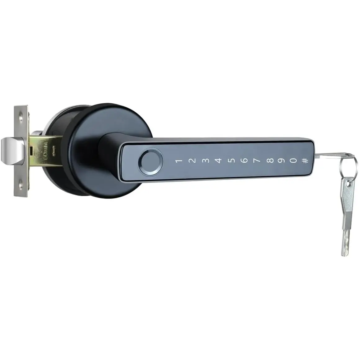 Door Lever Lock App++Passcode+Key Left/Reversible Handle Auto Lock Knob Home Office Hotel Apartment Bedroom (Black with App)