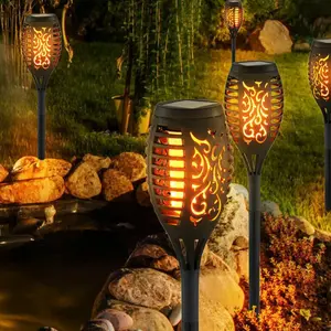 Outdoor Solar Lights Set, Halloween & Christmas Decorations, Flickering Flame Solar Torches, Waterproof Garden Lighting, Patio Pathway Yard Decoration, Outdoor Landscape Lights