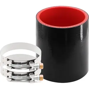 5-Ply Reinforced Straight Length 4 Inch ID 3 Inch  Coupler Hose with 2 T-Bolt Clamps,Wall Thickness 6mm Suitable High Level Turbo Pipe
