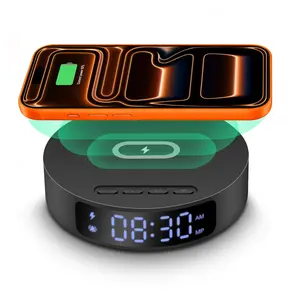 Digital Alarm Clocks for Bedrooms - Multifunction Desktop Clock Wireless Charger Dock Station for iPhone 17 16 15 14 13 12 Pro Max Plus Mini X XS XR 8 Apple AirPods Samsung Galaxy S26 S25 S24 S23 S22 S20 Galaxy Buds