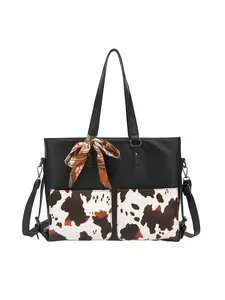Women's large bag with pockets, soft leather, portable shoulder, retro oil wax leather, large capacity, fashionable new tote bag women