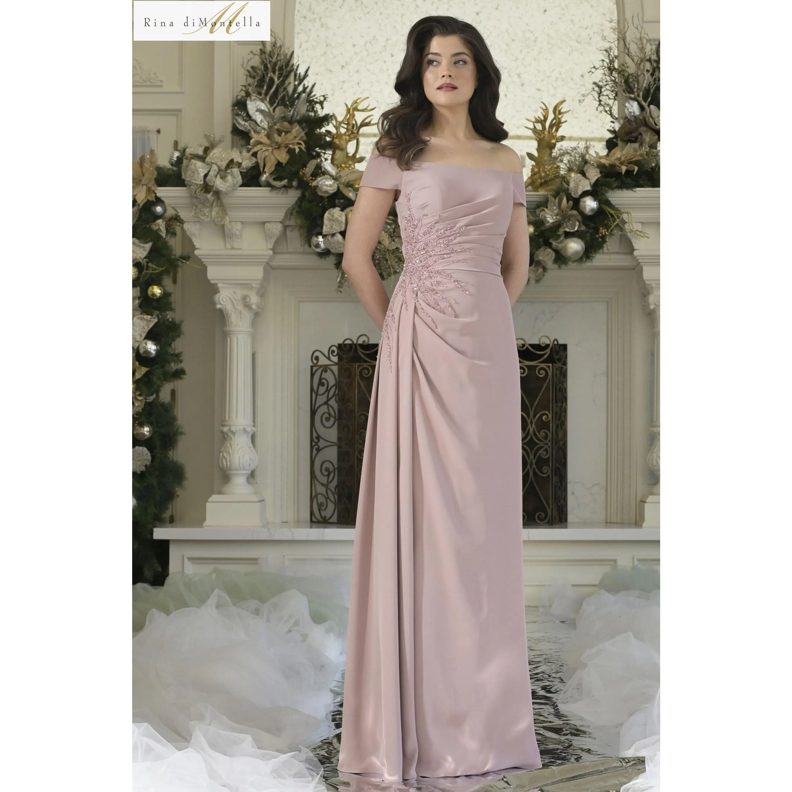 Rina Di Montella Off Shoulder Column dress -RD2806