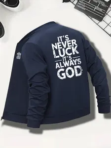 Men's Casual Geometric Pattern Zipper Jacket, Fall & Winter Fashion Fitted Coat, Windproof Warm Sweatshirt for Gift Giving