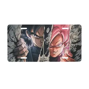 Anime Goku Black Super Saiyan Rose Decorative License Plate Custom Manga Style Front Car Auto Tag 6*12inch