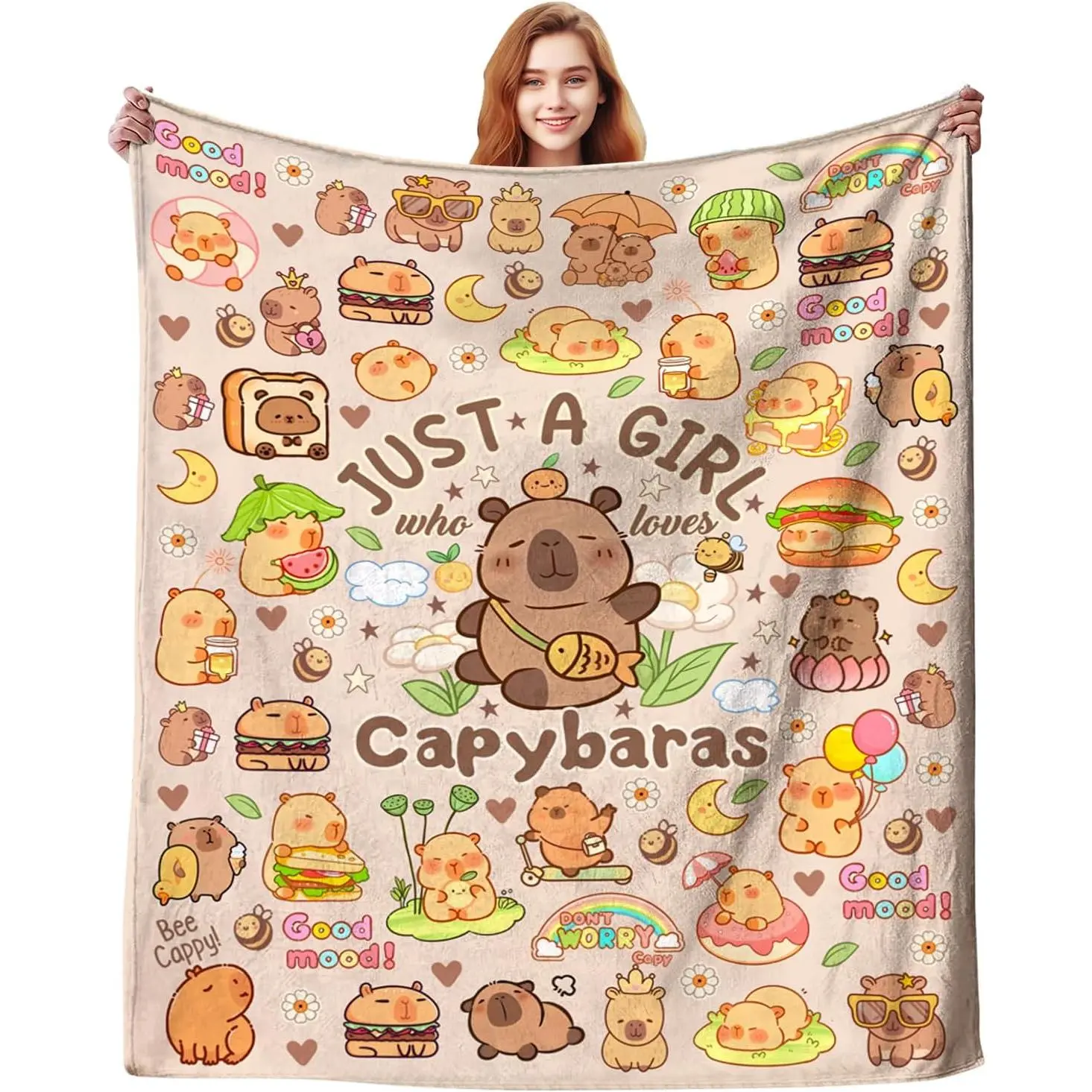 Capybara Blankets for Women Just A Girl Who Loves Capybaras Blanket Stuff Animal Pet Plush Merch Soft Flannel Bedding blanket
