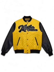 Mafia Chicago UNI Gold OG Varsity Jacket – Black & Gold, Vegan Leather, Premium Embroidery  Cotton