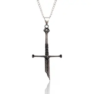 Narsil Broken Sword Necklace - LOTR Lord Power Pendant - Gothic Cosplay Jewelry Accessories Gift for Man Woman Fans