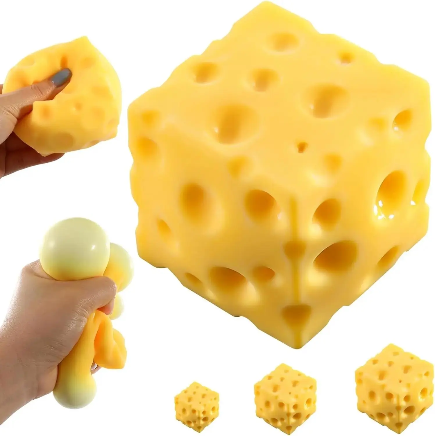 ,Squishies Stress Relief Fidget Toy,Cheese Block Squeeze Toy, Stress Balls for Adults, Stress Relief Gifts, Stocking Stuffer Gifts for Birthday (2.8 inch),summervibes