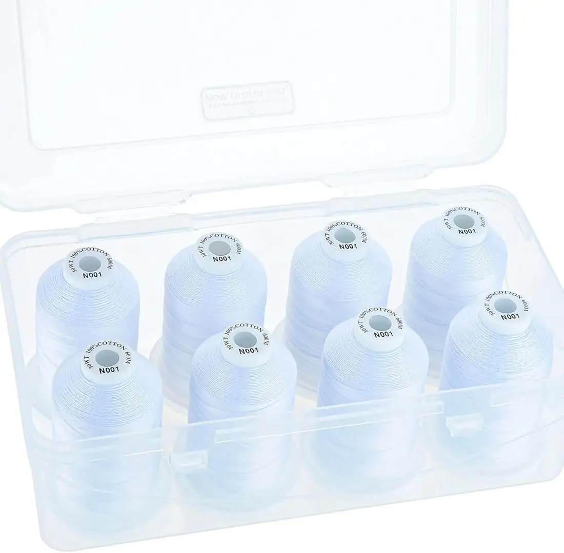 New brothread - 18 Options - Multi-Purpose 100% Mercerized Cotton Thread 50S/3 600M Each Spool for Quilting, Serger, Sewing and Embroidery