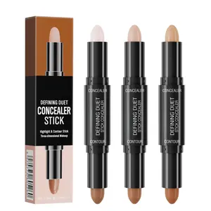 Defining Duet Concealer Stick 2-in-1 Contour & Highlight Natural Combination Skin-Friendly Waterproof Long-Lasting Smooth Blendable Formula Face Body Dual-Ended Bronzer Makeup Stick Form