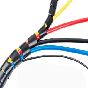 P-LZT04   50Ft  1/4" Spiral Cable Wrap 6mm(Wrapping Range:4mm-50mm) Spiral Wire Wrap Cord for Computer Electrical Wire Organizer Sleeve Hose RoHS Black