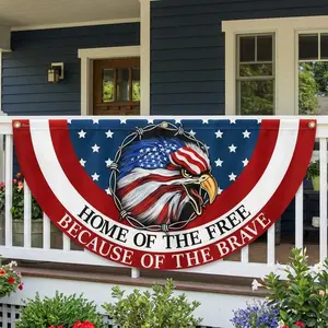 Home Of The Free Because Of The Brave Patriotic Semicircular Flag, America 250th Anniversary Non-Pleated Fan Flag
