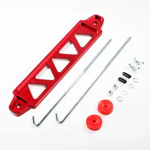 Battery Hold Down Bracket Holder, Car Battery Holder Kit with 10in J bolts, Aluminum Alloy Battery Tie Down Mount Bracket, Battery Tray for Car Battery Hold Lock Accessories (Red)