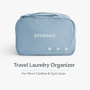 STOROVIC Travel Laundry Organizer Bag, Odor-Control Dirty Clothes Pouch for Suitcase, Duffel Bag, Underwear & Small Essentials, M