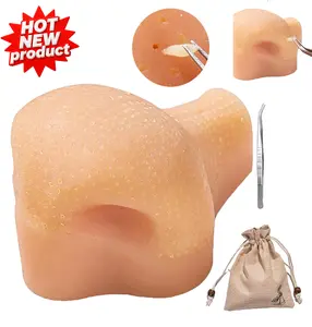 Pimple Popping Toy Realistic Silicone Nose Acne Simulator with 1500 Blackheads Stress Relief Fidget Sensory Toys for Adults & Teens Blackhead Popper Game for Anxiety Relief with Bag & Tweezers