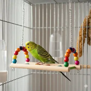Small Parrot Wooden Bird Perch Stand, Swing Climbing Bridge, Bird Swing Play Toy, Tiger Lily Peacock Universal, Cage Hanging Entertainment Accessory