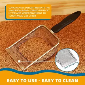 Stainless Steel Mesh Screen Shovel, Stainless Steel Climbing Pet Sand Bottom Shovel, Fine Metal Climbing Pet Cat Litter Cleaning Shovel, Suitable for Sand Beds, Cat Litter Spoon with Filter Holes - Durable Stainless Steel Cat Litter Spoon