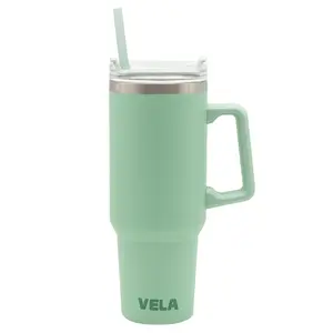 Vela 40oz Tumbler - Double Wall Vacuum Insulated Stainless Steel Cup with Handle, Straw, and BPA-Free Design for Sports & Outdoor Use
