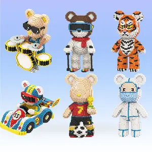 DIY Music Bear Model Kit, 32cm High Puzzle Toy, Creative Building Blocks Set, Stress Relief Gift for Valentine's Day, Birthday, Christmas, Building Block Sets