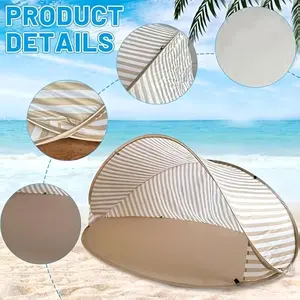 Open a double-person beach tent in just 2 seconds! No need to set up a beach tent. This portable and quick-opening sunshade tent is easy to use and suitable for beaches, picnics, parks, camping and family leisure.