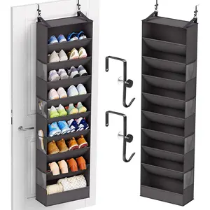 26 Pairs Over the Door Shoe Organizer, Heavy Duty  Pocket Shoe Rack for Closet,  Shoe Holder Fit  the Family's Sneakers, Boots, Heels, Satchel (Black)