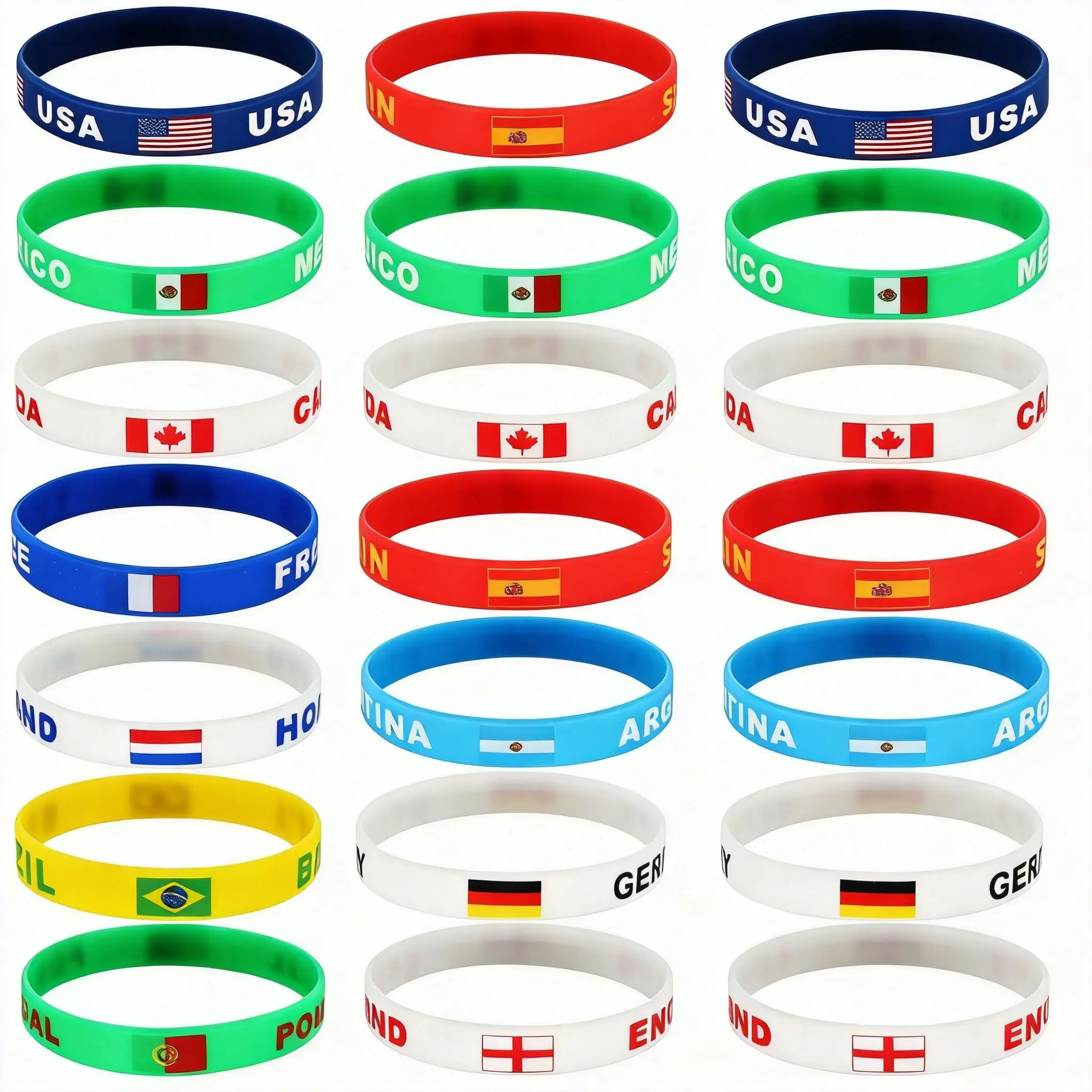 High Quality Fashion Silicone Flag Bracelets - Bracelet Style, Lightweight & Portable, Comfortable & Durable Wristbands for Sports Fans (Home & Festive Party Supplies, Party Hats Masks & Accessories)