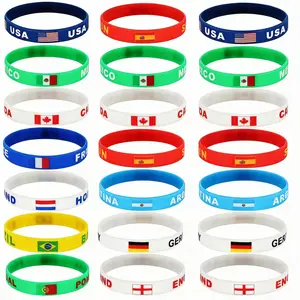 Flag Silicone Bracelets, International National Flag Wristbands for Sports Fans & Party Decor