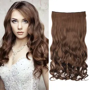 Medium Warm Brown 14" 1-Pack 3/4 Full Head Curly Wavy Clips in on Synthetic Hair Extensions HE008 Hairpieces for Women 5 Clips 3.6 Oz per Piece