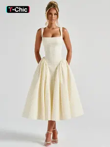 Women's Plaid Dress, Elegant Fashion Casual Sleeveless Long Dress for Daily Outdoor Wear, Ladies Clothes for Summer, Formal Sleeveless Dress