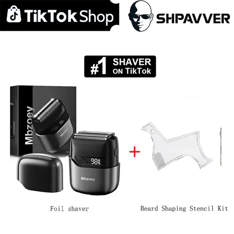 Mbzoey Adults' Dual Head Vacuum Beard Trimmer Shaver - Stainless Steel Floating Head, IPX7 Waterproof Cordless Rechargeable Wet-Dry Mini Compact Travel Grooming Tool for Smooth Shaves