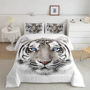 Feelyou Boys Tiger Comforter Set - Soft Microfiber Bedding, Soft Microfiber Blanket, Wild Animal Print Down Duvet Insert, Multi-Size, Travel-Friendly All Seasons Bedding for Teens
