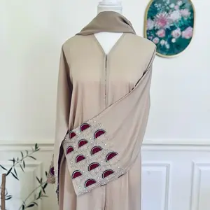 Watermelon Abaya - Beige Traditional Dress with Watermelon Motif and Sparkling Details