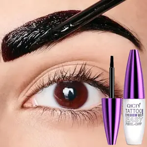 Easy Peel-Off Eyebrow Gel-Waterproof &Sweatproof, Long-Lasting Black or Brown TattooTint, Film Forming, Medium Coverage for All SkinTypes Transparent Fixing Gel Tattoo Gel Set