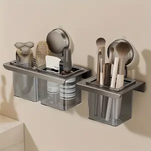 Bathroom Hairbrush Storage Box, Suction Cup Wall Mounted Organizer for Toothbrushes & Razors, No Drilling Installation, Home Use, Toothbrush Holders, Toothbrush Holder Organizers, Bathroom Accessory