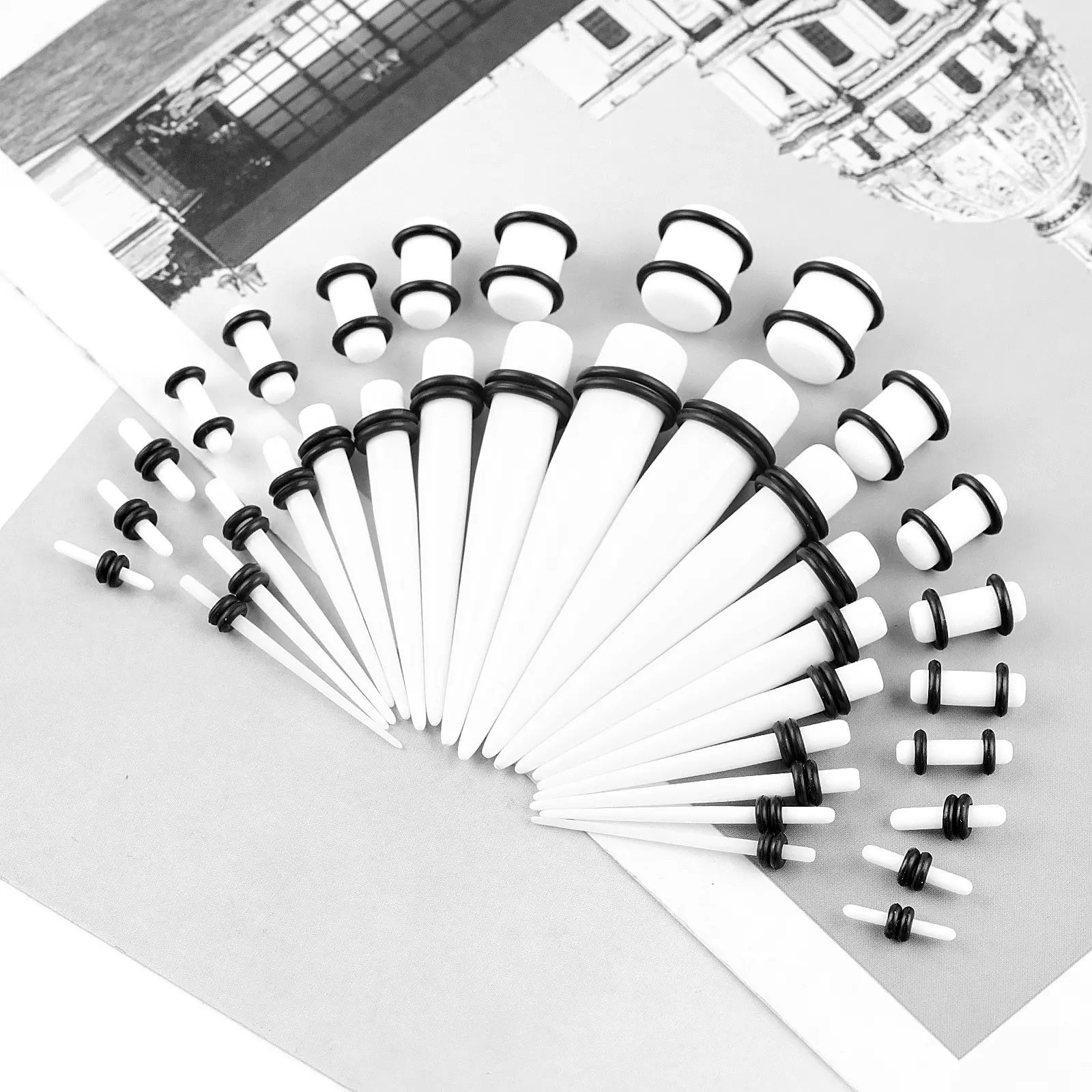 126Pcs Acrylic Taper Ear Stretching Kit, 14G-00G Ear Gauges Stretching Set with O-Rings, Hypoallergenic Ear Tapers for Piercing Stretching for Women Men 126Pcs Acrylic Taper Ear Stretching Kit, 14G-00G Ear Gauges Stretching Set with O-Rings, Hypoallergenic Ear Tapers for Piercing Stretching for Women Men