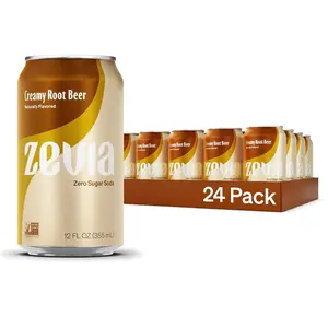 Zero Sugar Soda, Creamy Root Beer, 12 oz Cans (24Pack) – Naturally Sweetened, NonGMO Project Verified, GlutenFree, Vegan