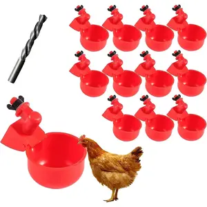 Chicken Water Cup Waterer for Poultry, 3/8 in Automatic Filling Waterer Poultry Drinking Bowl Chicken Water Feeder, Automatic Poultry Drinking Bowl for Duck Turkey  Geese Farm (6)