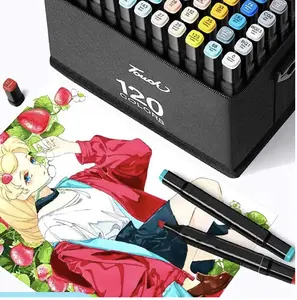 Premium Quality 120 Alcohol Markers Brush Tip for Drawing & Sketching - Stunning Dual Tip Coloring Markers for Kids & Adults - Alcohol Based Drawing Markers Coloring Set for Painting colorful alcohol marker