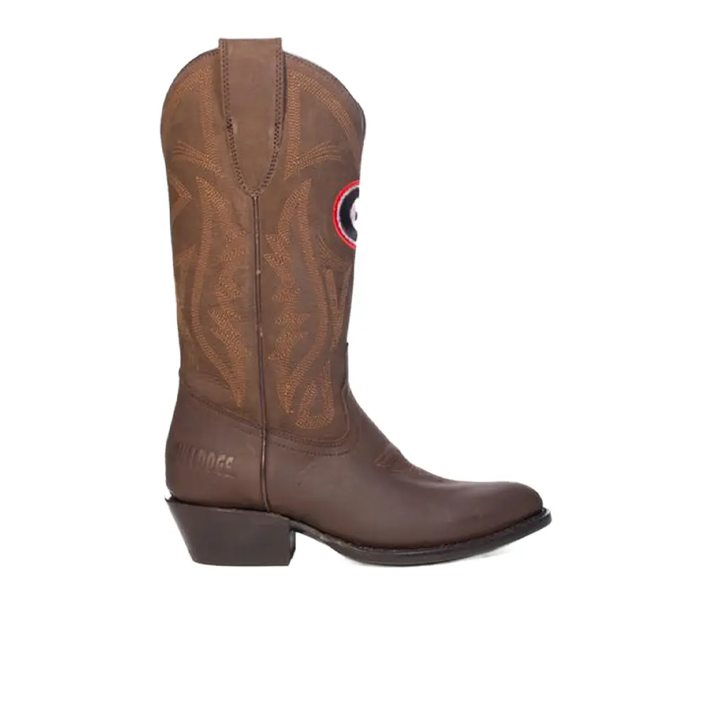 Gameday Boots Womens University Of Georgia Embroidered Round Toe  Casual Boots Mid Calf Low Heel 1-2" - Brown
